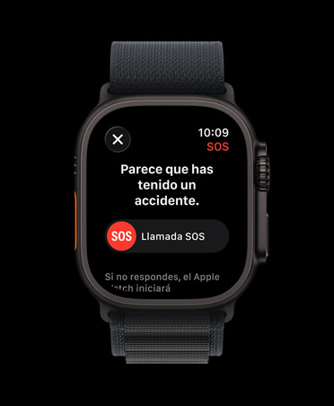 Apple Watch Ultra 3, caja de titanio, color negro, notificación de detección de accidentes, indicación para llamar a los servicios de emergencia, correa Loop Alpine, color negro