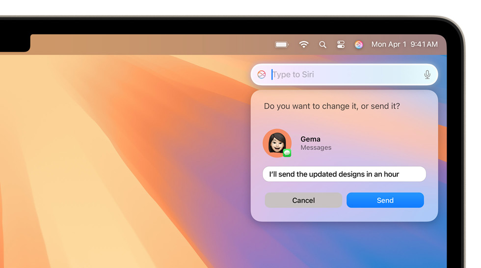 Käyttäjä kysyy Siriltä tapahtuman tietoja tarkistaessaan kalenteriaan, Siri hakee vastauksen vanhasta sähköpostista
