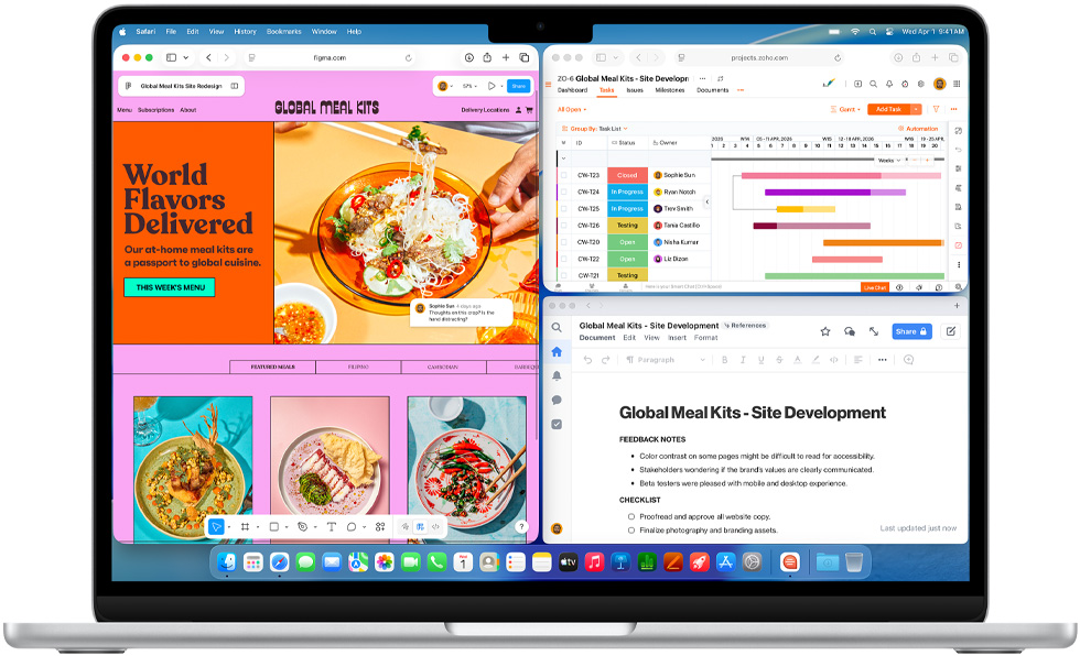 MacBook Air több megnyitott appal