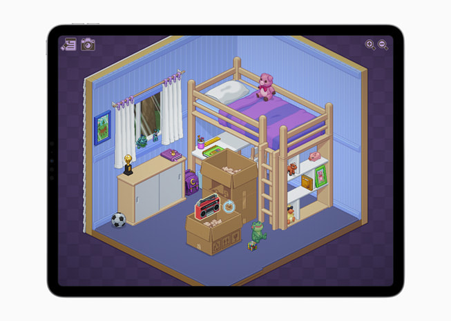 An Unpacking puzzle displayed on iPad Pro. 