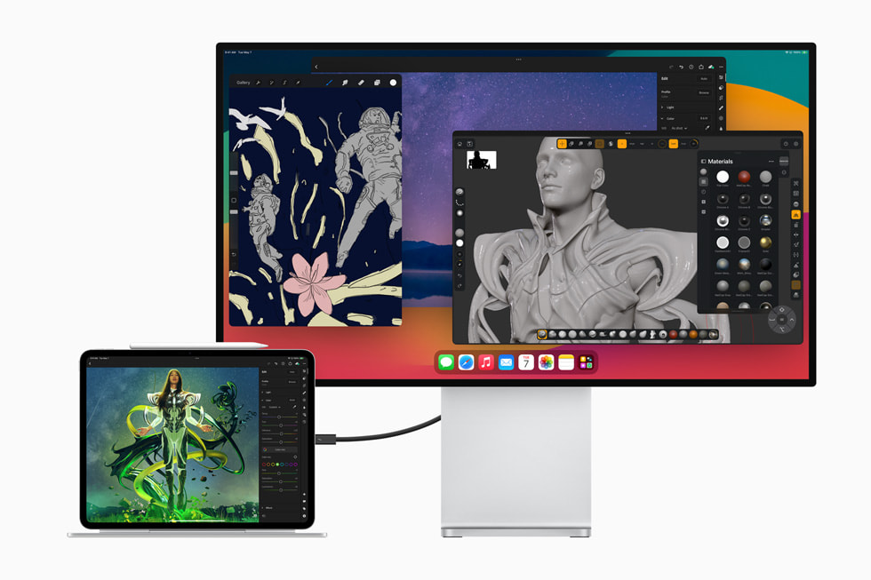 iPad Pro 連接至 iMac。