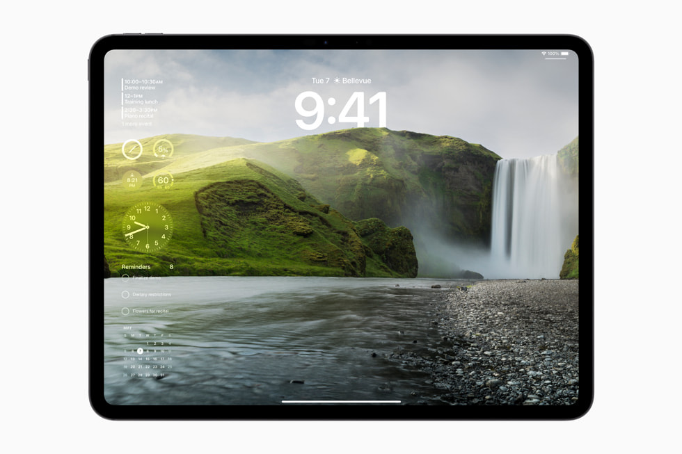 iPad Pro 上的「鎖定畫面」。