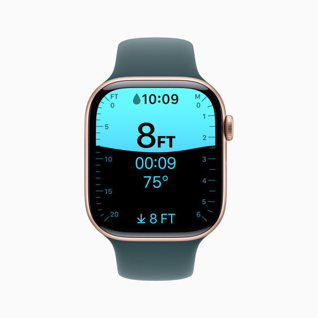 L’app Profondeur est affichée sur l’Apple Watch Series 10.
