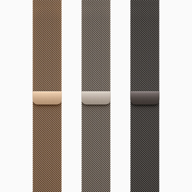 Des Bracelets Milanais sont présentés dans différentes finitions.