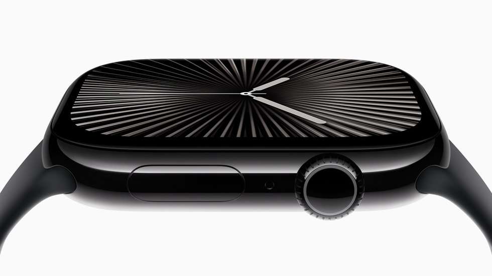 Vue latérale en gros plan de l’Apple Watch Series 10.