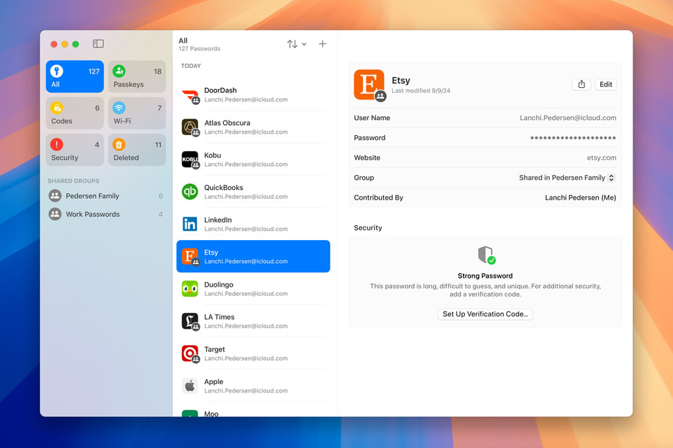 macOS Sequoiaに表示されているパスワードアプリ。