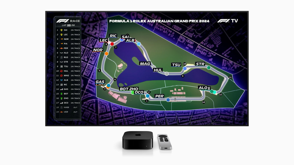 Une capture d’écran de F1 TV sur l’Apple TV.