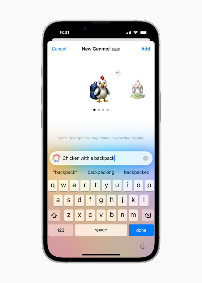 Création de Genmoji sur l’iPhone 16e.