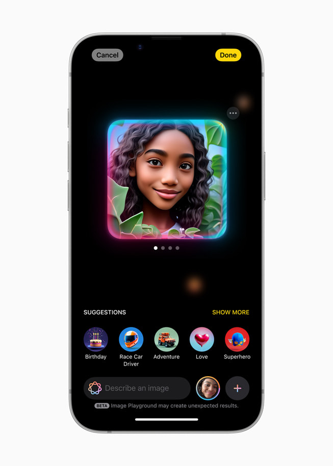 L’éditeur Image Playground affiché sur l’iPhone 16e.