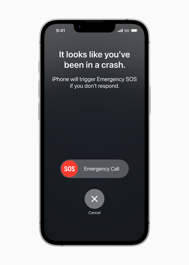La fonctionnalité Détection des accidents affichée sur l’iPhone 16e.
