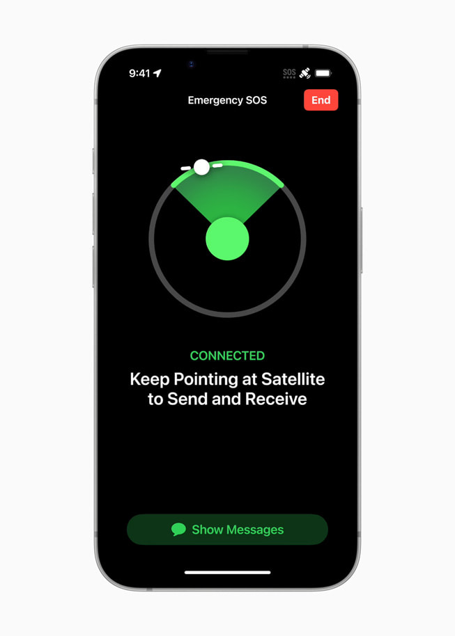 La fonctionnalité SOS d’urgence par satellite affichée sur l’iPhone 16e.