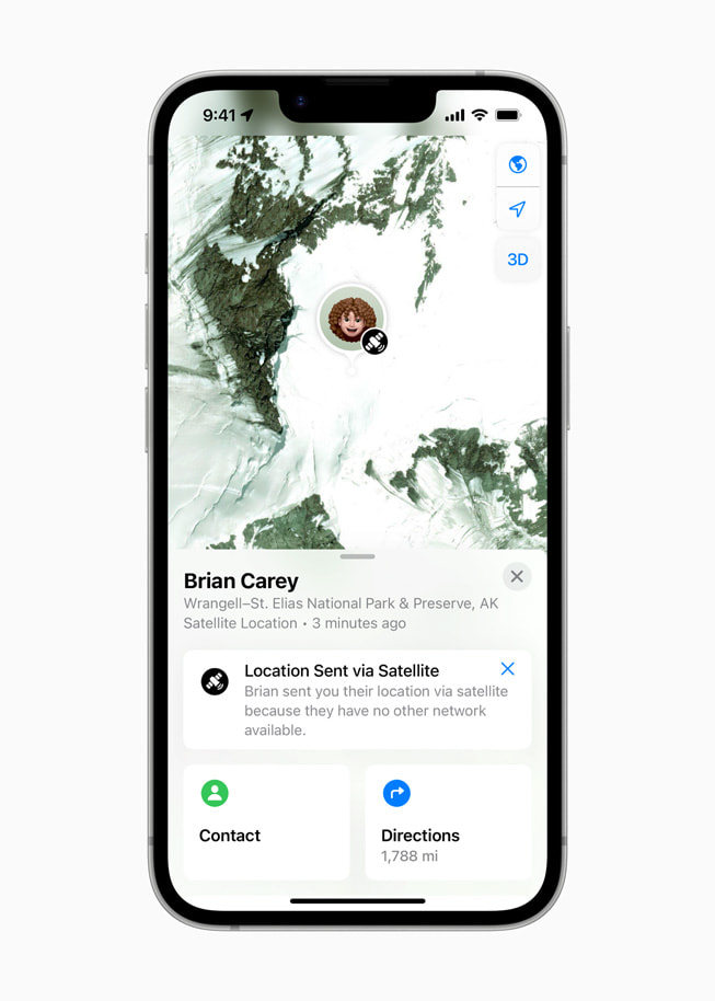 L’app Localiser par satellite affichée sur l’iPhone 16e.