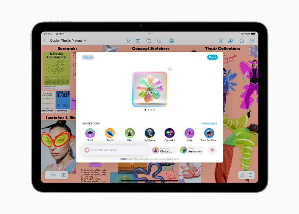 Image Playground sur le nouvel iPad Air avec puce M3.