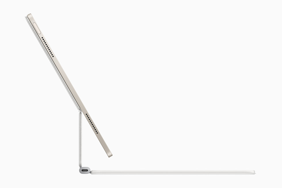 Vue latérale du tout nouveau Magic Keyboard pour iPad Air.