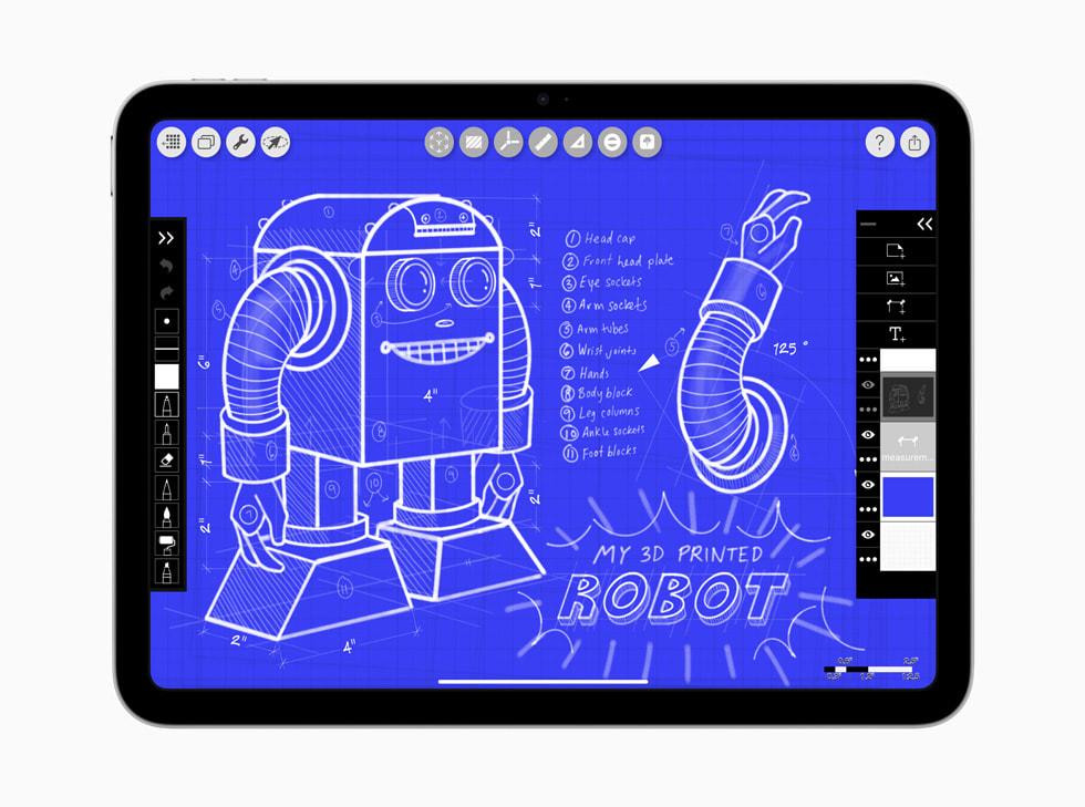L’app Morpholio Trace est affichée sur le nouvel iPad avec puce A16.
