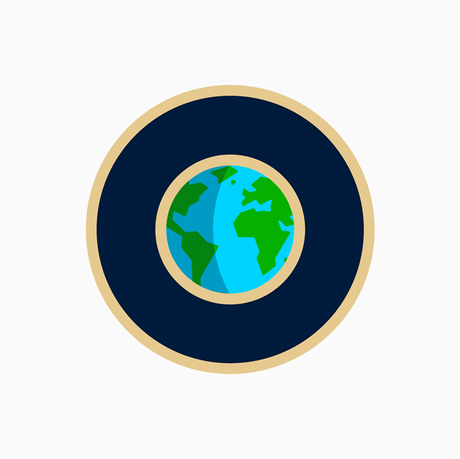 Le badge du Jour de la Terre.