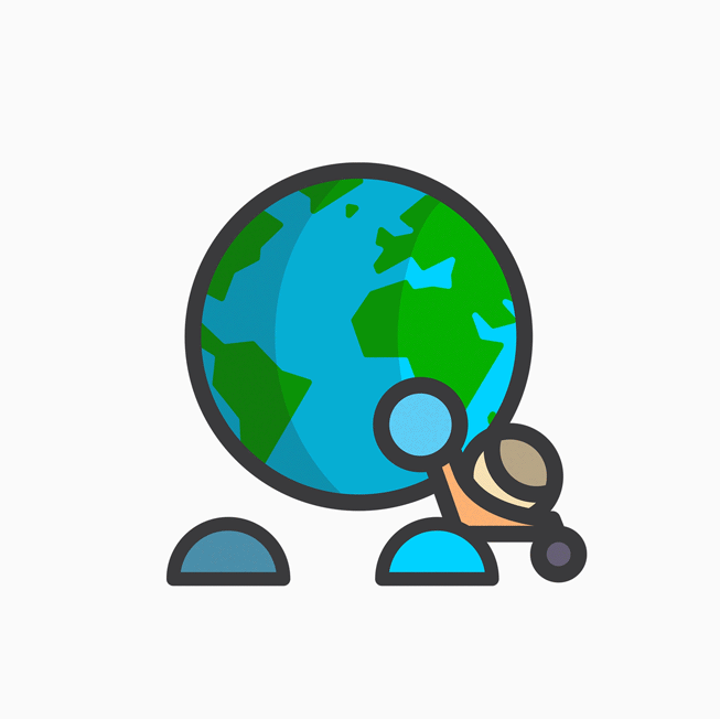Le badge Promenades avec une poussette du Jour de la Terre.