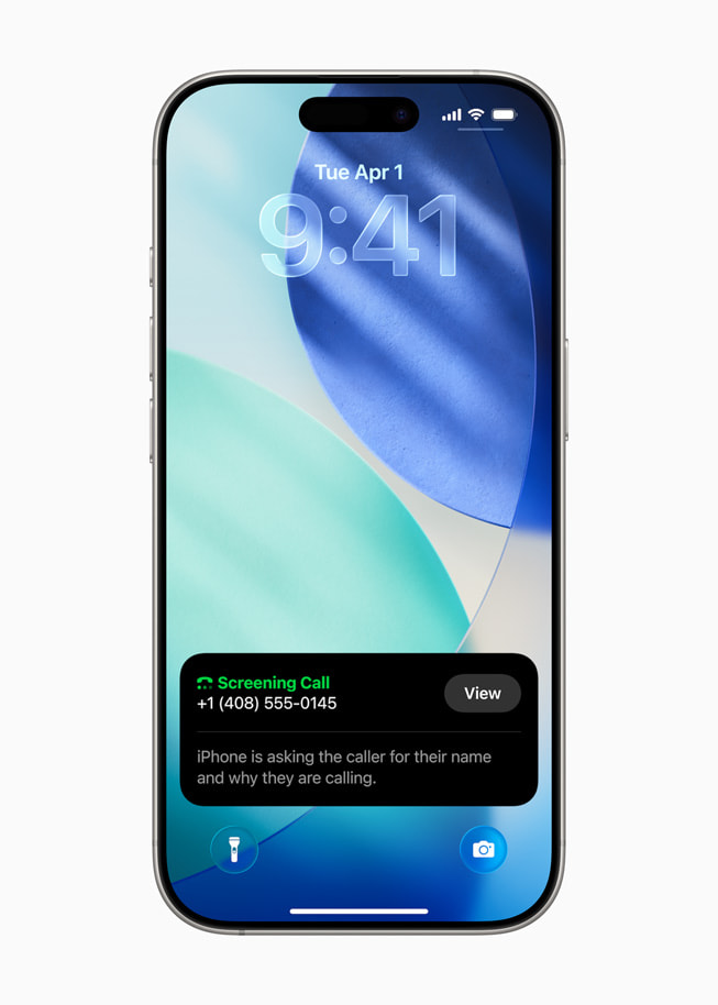 새로운 통화 스크리닝 기능을 보여주는 iPhone 16 Pro.