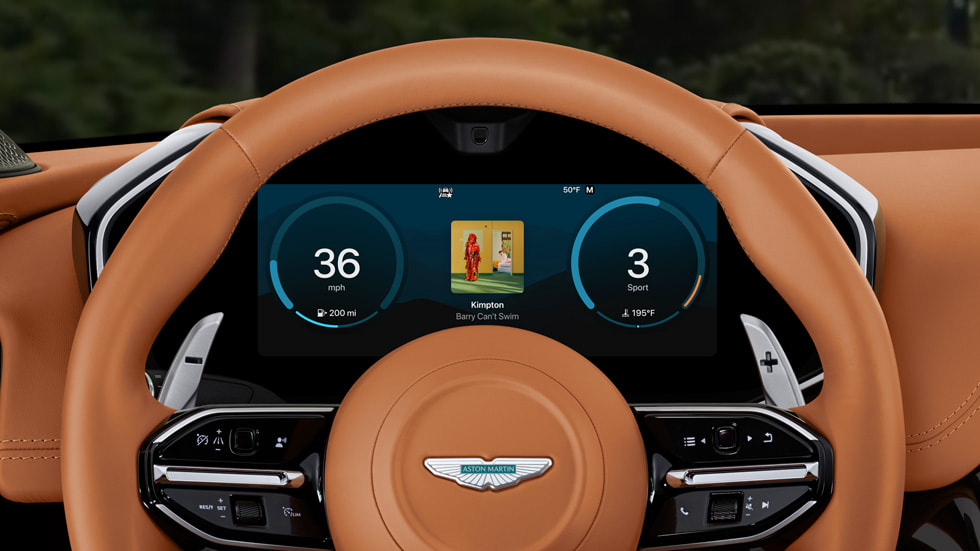 사용자화 가능한 CarPlay Ultra 레이아웃을 클로즈업한 모습.
