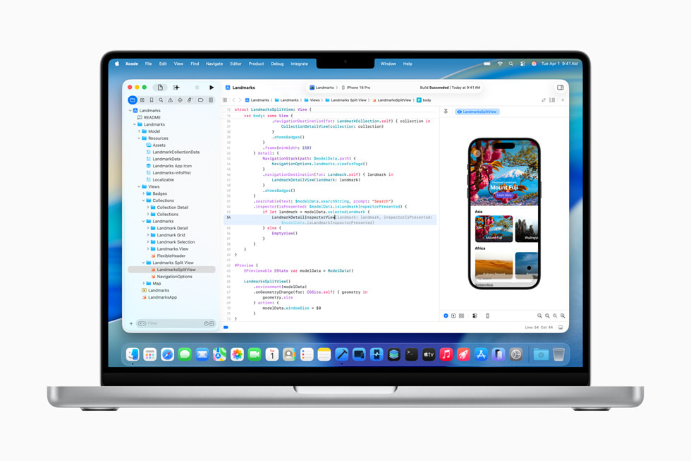14 inç MacBook Pro’da Xcode 26 ekranı gösteriliyor.