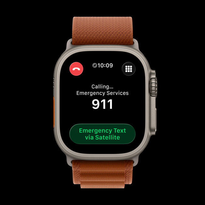 Apple Watch Ultra 3 montrant l’envoi d’un message d’urgence par satellite.