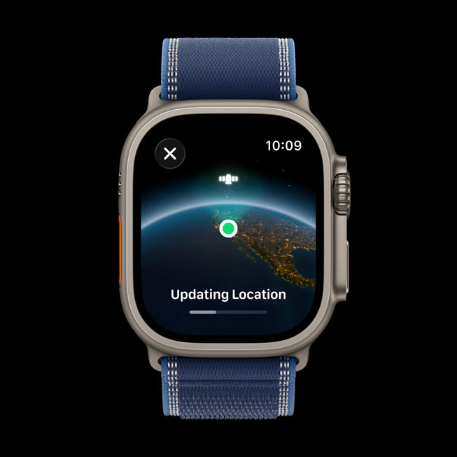 Apple Watch Ultra 3 montrant la fonctionnalité Localiser par satellite.