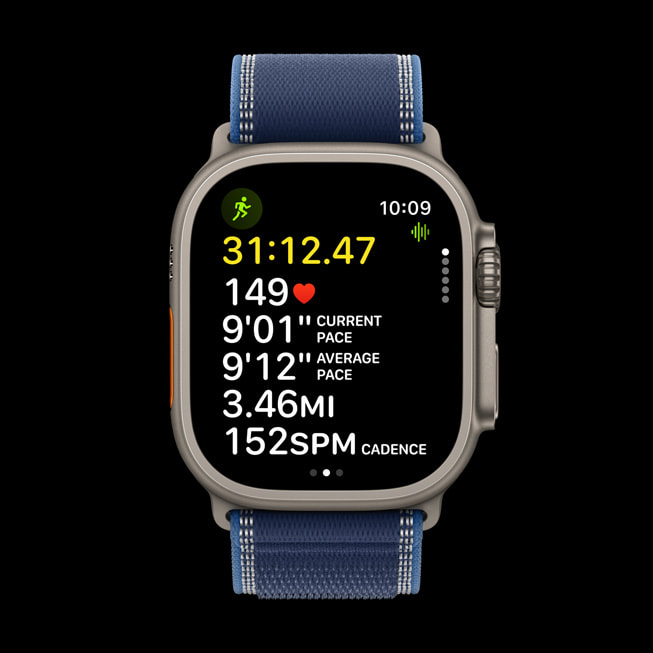 Apple Watch Ultra 3 montrant les données d’exercice avancées.