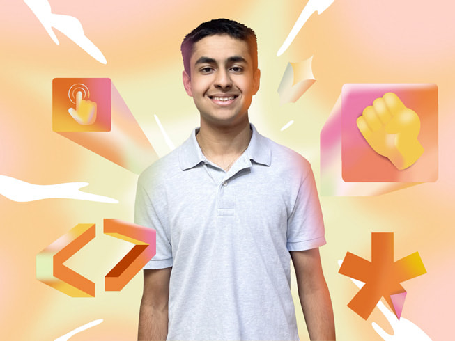 Adrit Rao smiles for the camera in a gray polo shirt.