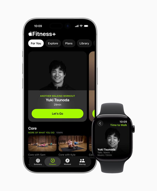 El episodio de Hora de caminar de Yuki Tsunoda en Apple Fitness+ en la pantalla de un iPhone 17 Pro.