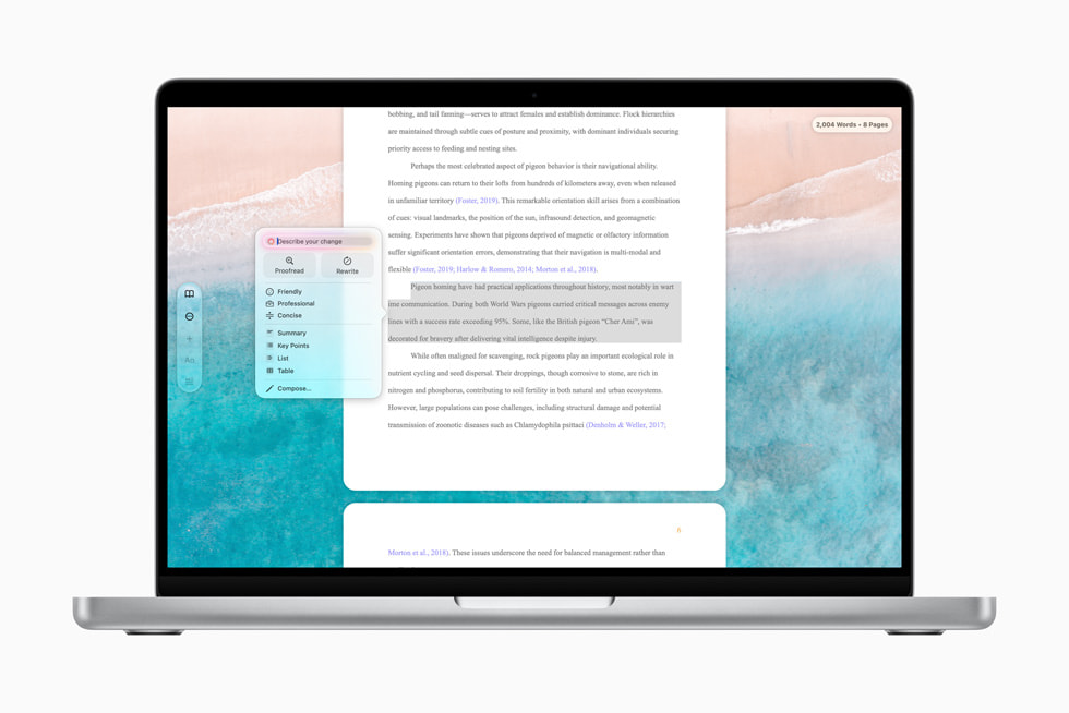 Captura de pantalla tomada en una MacBook Pro de 14 pulgadas con chip M5 que muestra a un usuario editando un ensayo en Essayist.