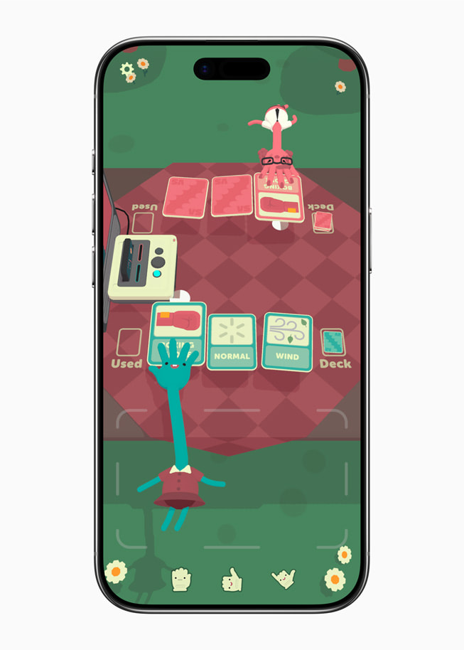 Captura de pantalla tomada en un iPhone Air que muestra un juego de cartas mano a mano. 