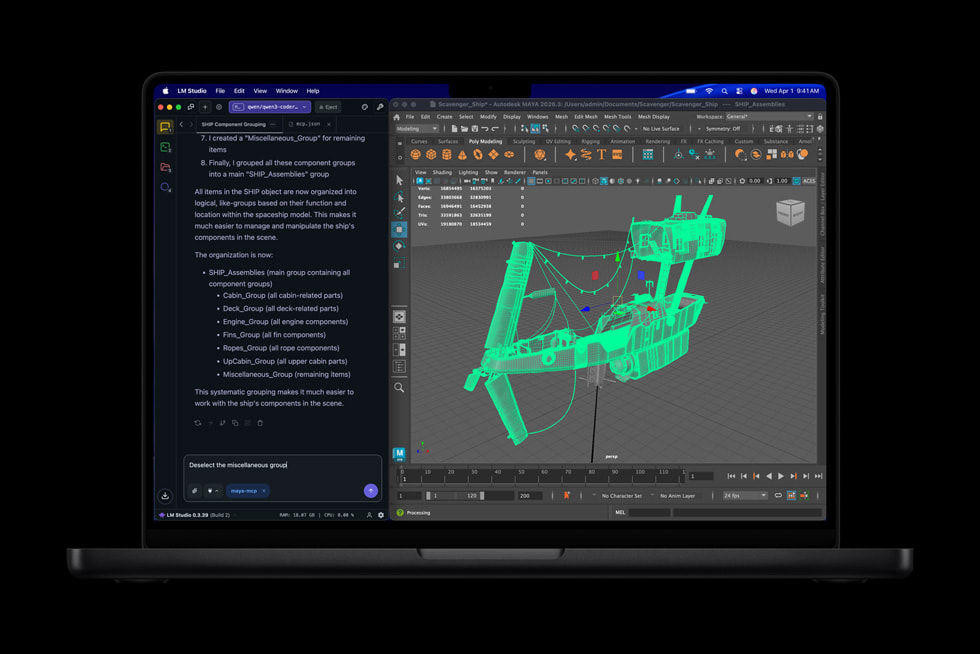 Una MacBook Pro muestra una pantalla de LM Studio.