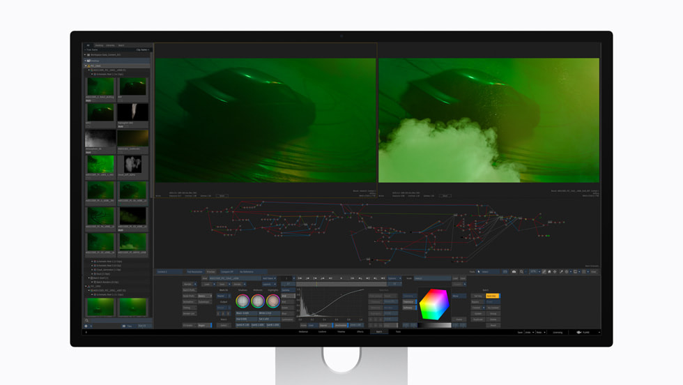 Autodesk Flame is shown on Studio Display XDR.