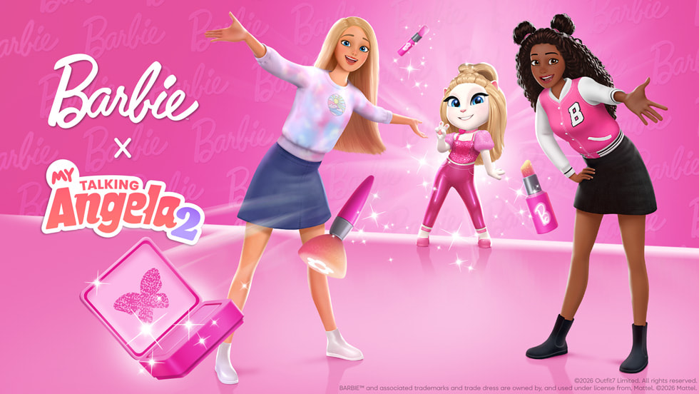 Arte gráfico del evento de Barbie de Mi Talking Angela 2+.