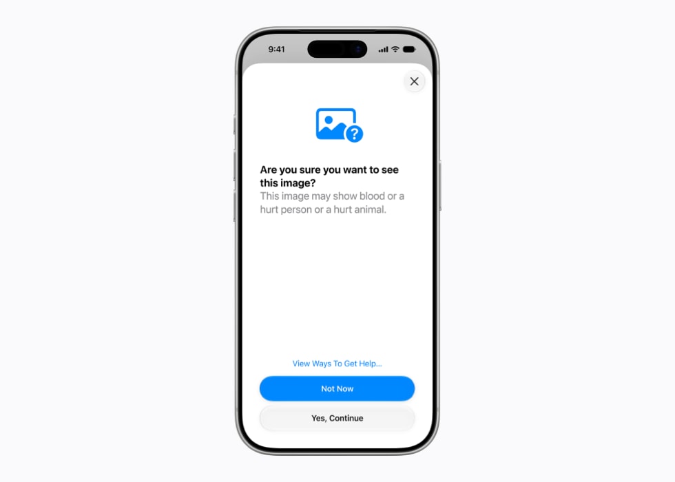 A screen on iPhone 17 Pro displays “Are you sure you want to see this image?”