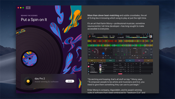 La fonctionnalité en coulisses du Mac App Store affichant le profil d’un illustrateur