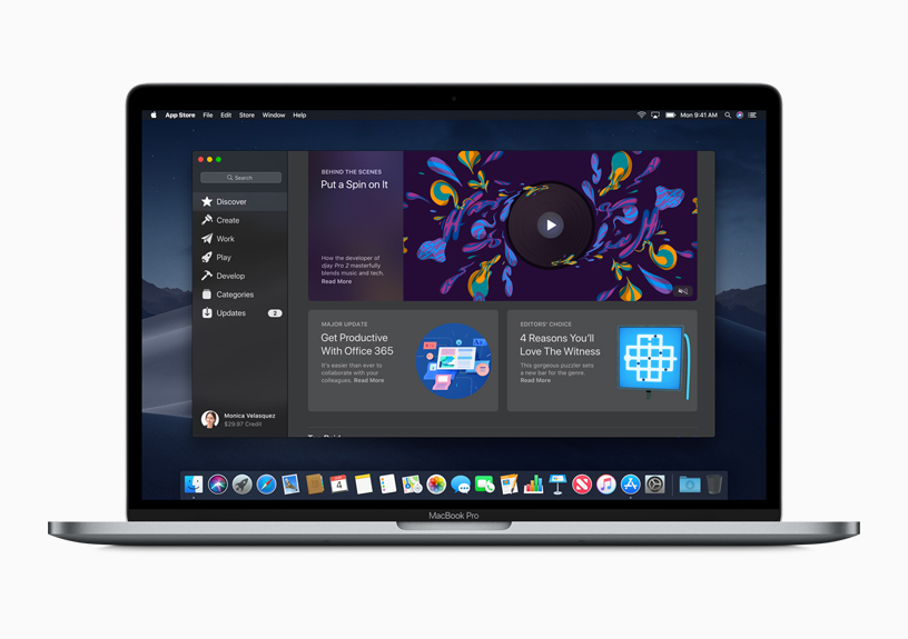 Le nouveau Mac App Store affiché sur l’écran d’un Mac