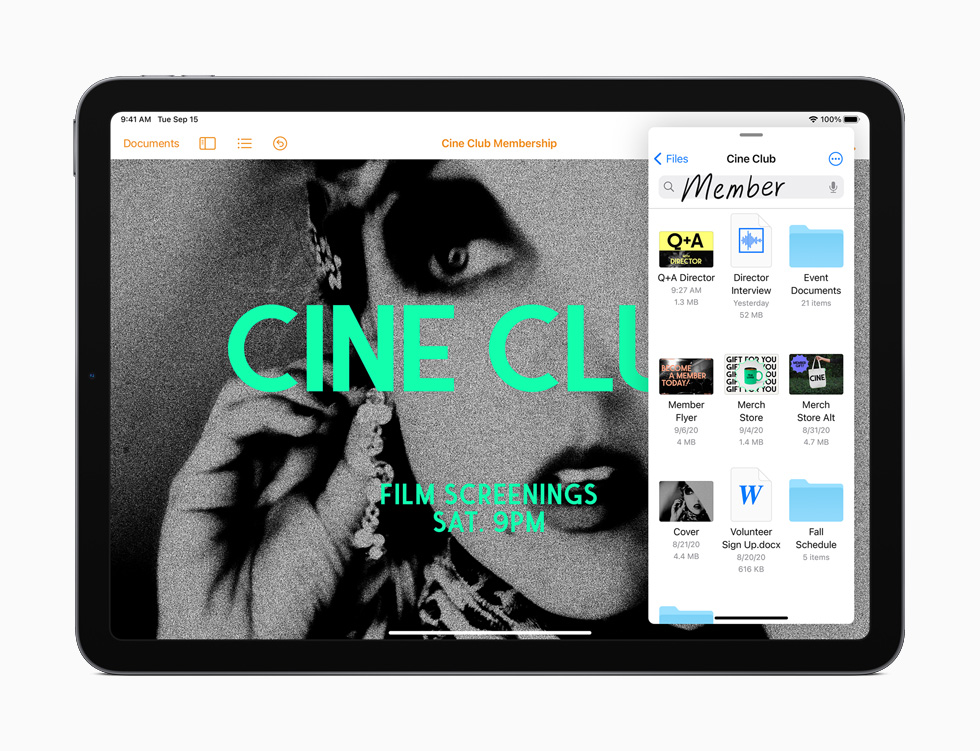 iPad Air met daarop de nieuwe Notities-app. 