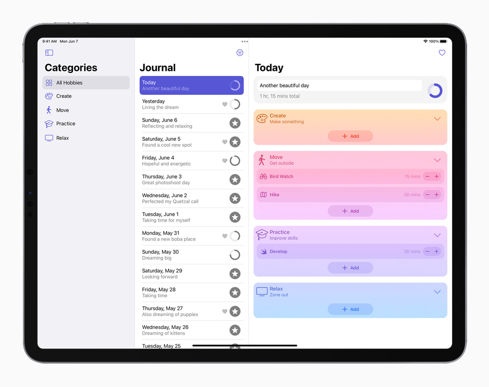 Vista previa en tiempo real de una app en Swift Playgrounds en el iPad Pro.