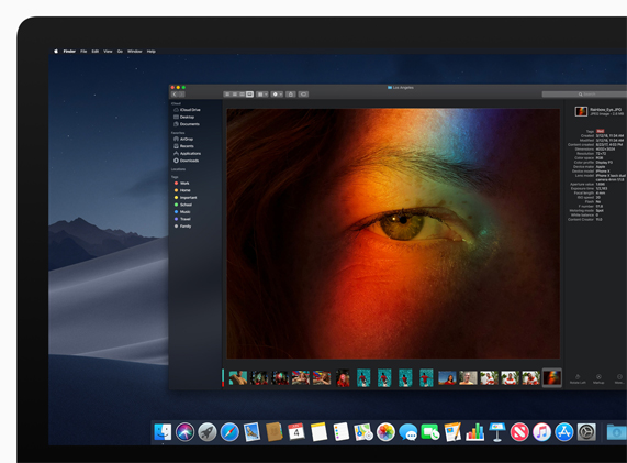 Capture d’écran d’un Mac avec le nouveau réglage Mode sombre