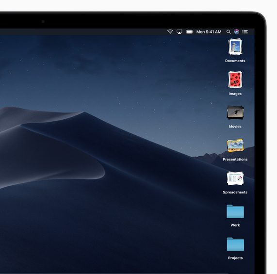 MacBook montrant la disposition des icônes sur le bureau