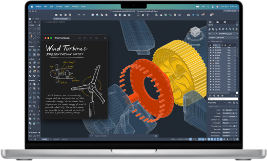 Die Autodesk AutoCAD App wird auf einem MacBook Pro angezeigt