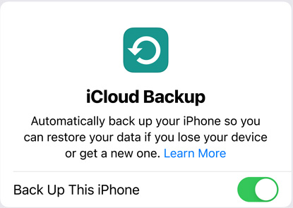 Display mit iCloud Backup Datennutzung
