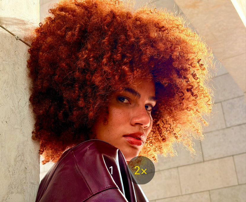 Foto di una persona scattata con il teleobiettivo 2x