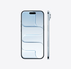 iPhone Air celeste mostrato di fronte, con Dynamic Island in alto al centro; mostrato di lato, con profilo sottilissimo, tasto laterale, tasto del Controllo fotocamera