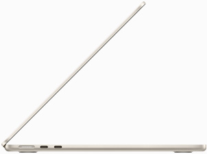 Vue latérale d’un MacBook Air en finition lumière stellaire